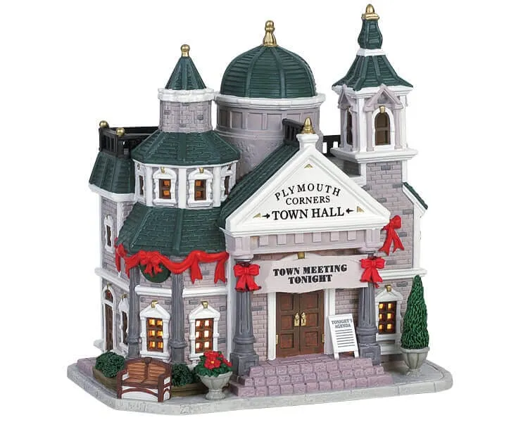 lemax-plymouth-corners-town-hall-miniatur-rathaus image 1