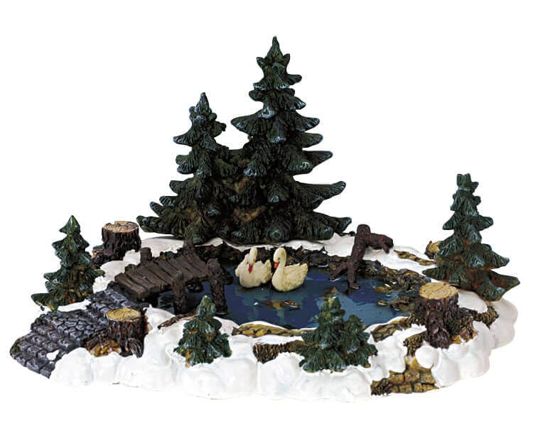lemax-pine-haven-pond-beleuchtete-winter-teich-miniatur image 1