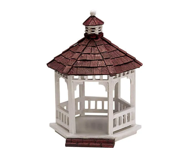 lemax-wooden-gazebo-round-gartenpavillon-miniatur image 1