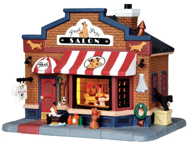 lemax-posh-pets-salon-beleuchtetes-miniaturhaus-f-r-weihnachtsdorf image 1