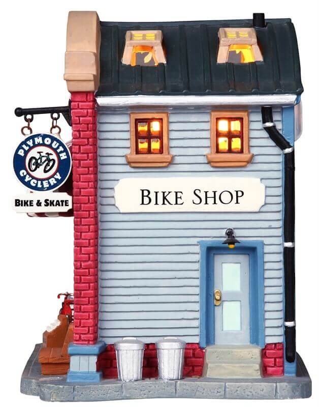 lemax-plymouth-cyclery-beleuchtetes-fahrradgesch-ft-miniaturhaus image 2