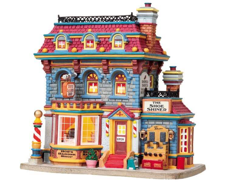 lemax-bob-s-barber-shop-the-shoe-shiner-holidays-seasons-haus-set image 1