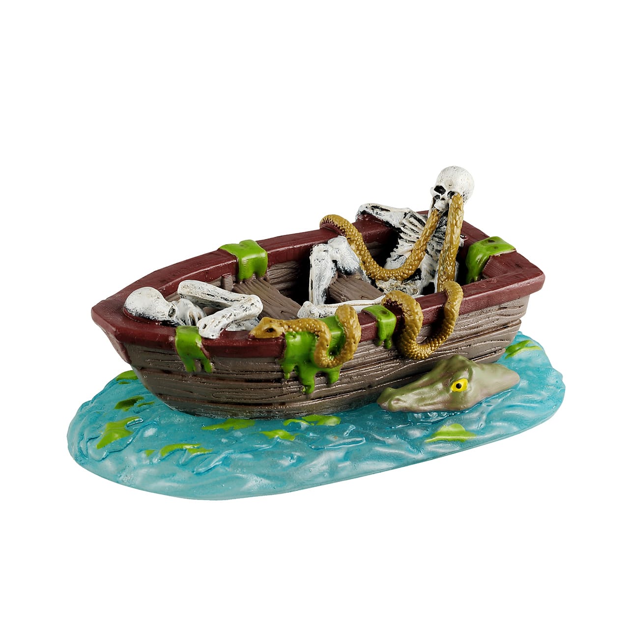 lemax-spooky-town-lost-in-the-lagoon-skelett-diorama-mit-krokodil-und-schlange image 2