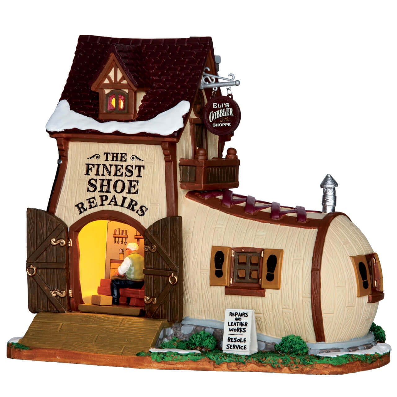 lemax-eli-s-cobbler-shoppe-miniatur-schuhmacherhaus-aus-harz-f-r-weihnachtsd-rfe image 1