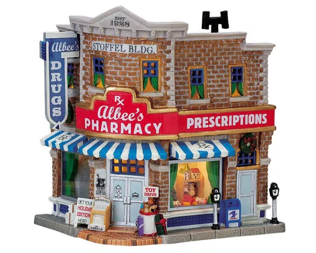 lemax-albee-s-pharmacy-beleuchtetes-miniaturhaus-weihnachtsdorf image 1