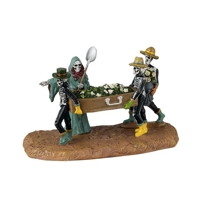 lemax-pushing-daisies-skelett-g-rtner-szene-spooky-town image 1