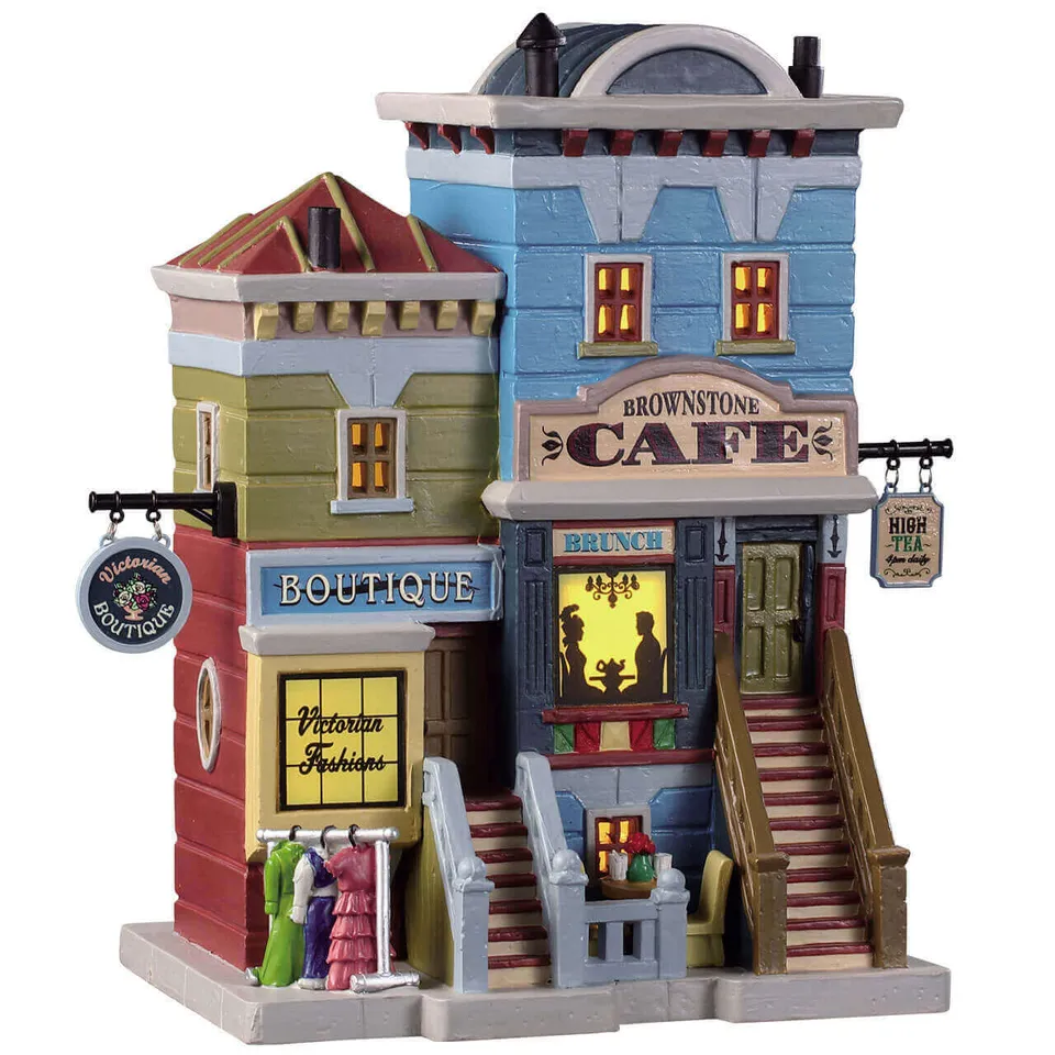 lemax-brownstone-cafe-weihnachtsdorf-haus image 1