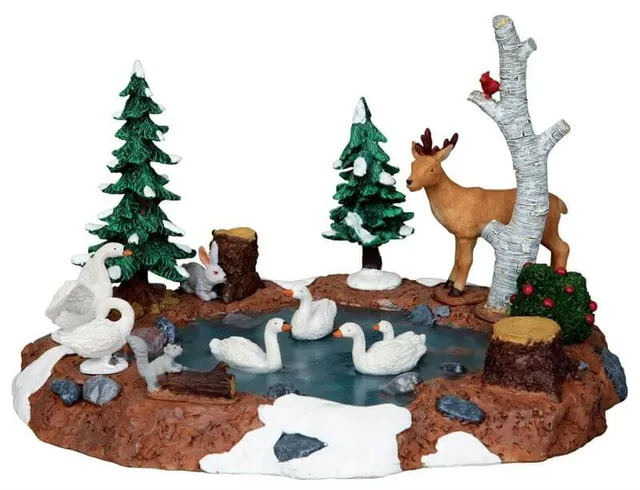 lemax-the-swan-pond-miniatur-schwanenteich image 1