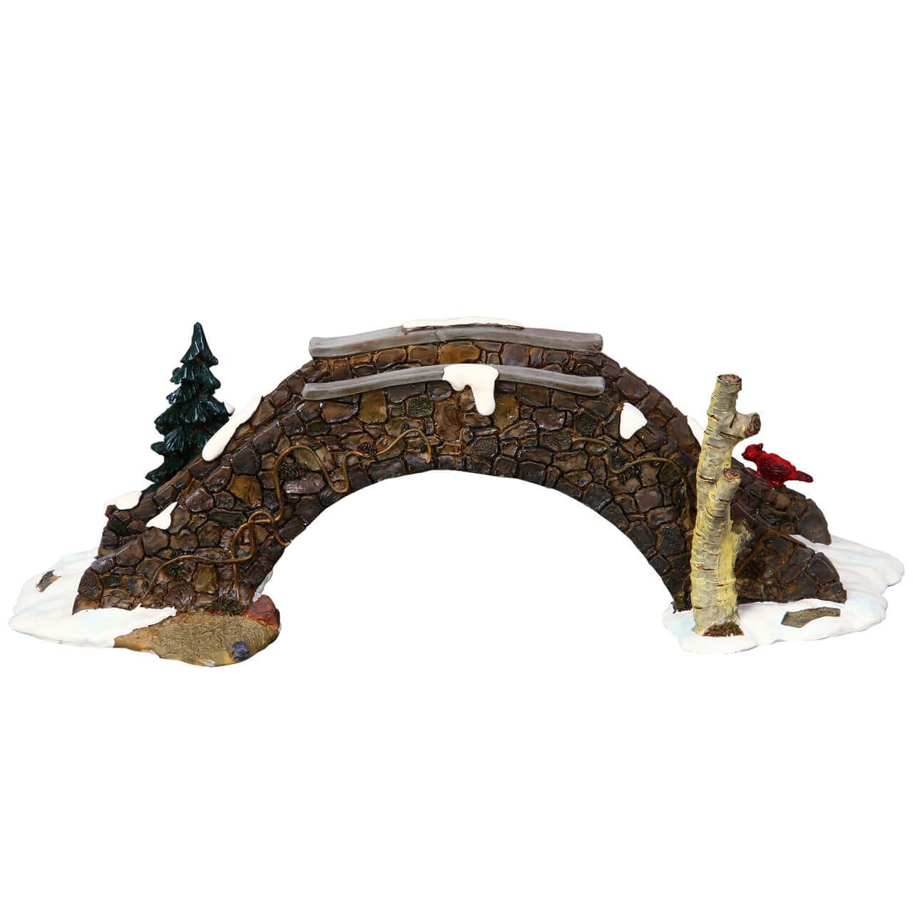 lemax-olde-stone-bridge-miniatur-steinbr-cke-mit-kardinal image 3