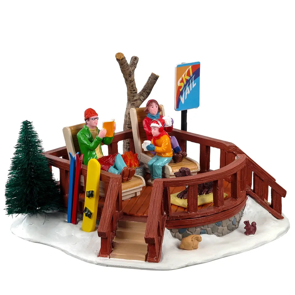 lemax-sun-on-the-slopes-skifahrer-terrassen-szene image 1