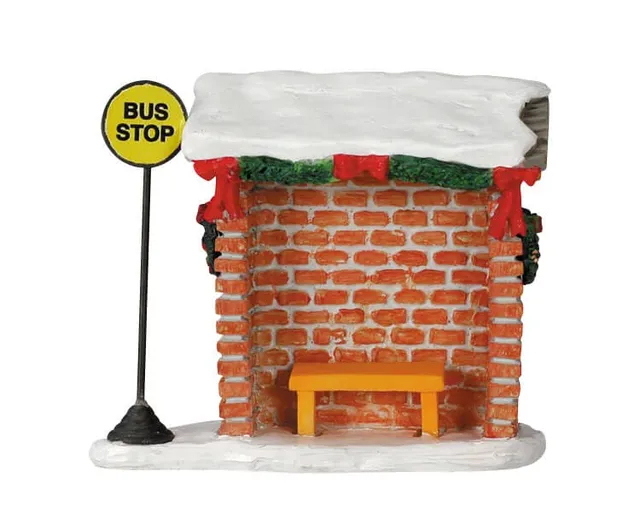 lemax-bus-stop-miniatur-bushaltestelle-weihnachtsdorf-zubeh-r image 1