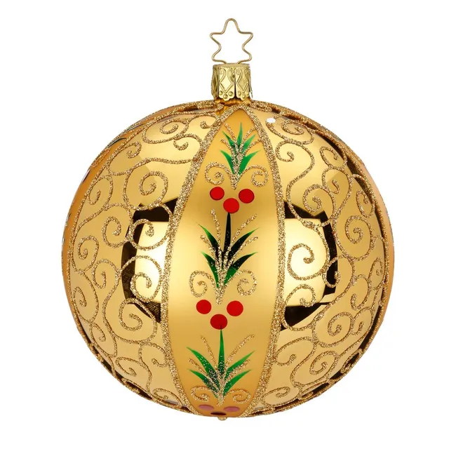 inge-glas-stechpalme-christbaumkugel-inka-gold-10-cm image 1