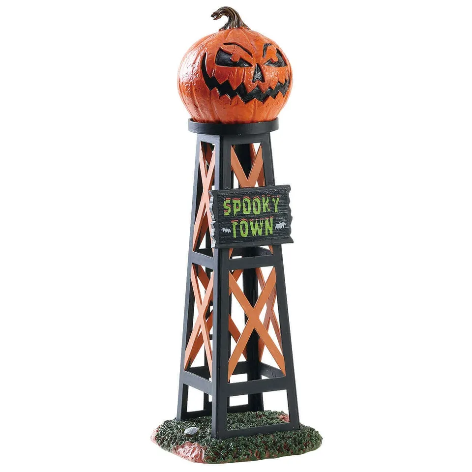 lemax-evil-pumpkin-water-tower-spooky-town-miniatur image 1