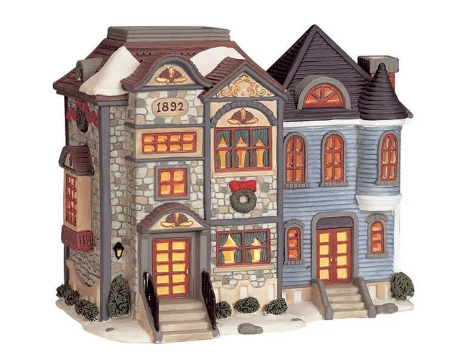lemax-row-houses-beleuchtete-miniatur-reihenh-user-f-r-weihnachtsdorf image 1