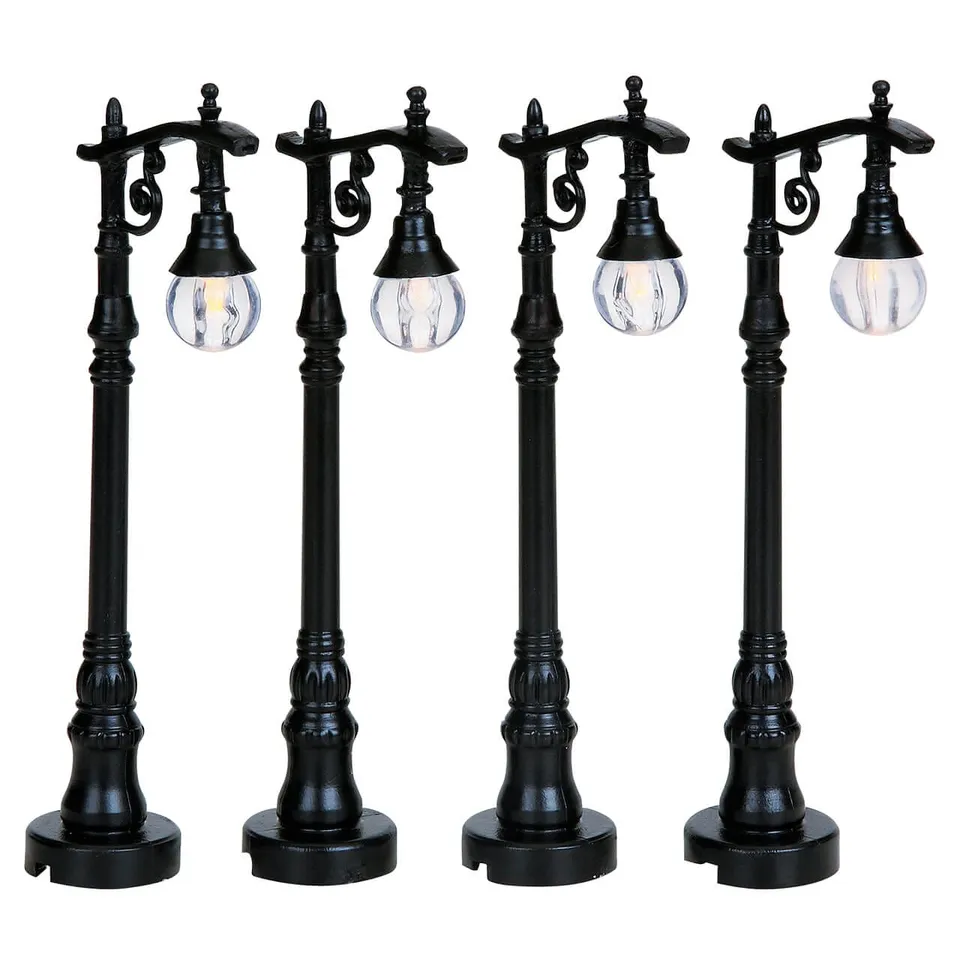 lemax-antique-street-lamp-set-of-4-miniatur-stra-enlaternen image 1