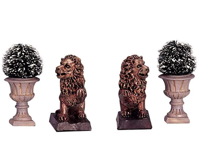 lemax-lion-statue-decorative-vase-miniatur-deko-set image 1