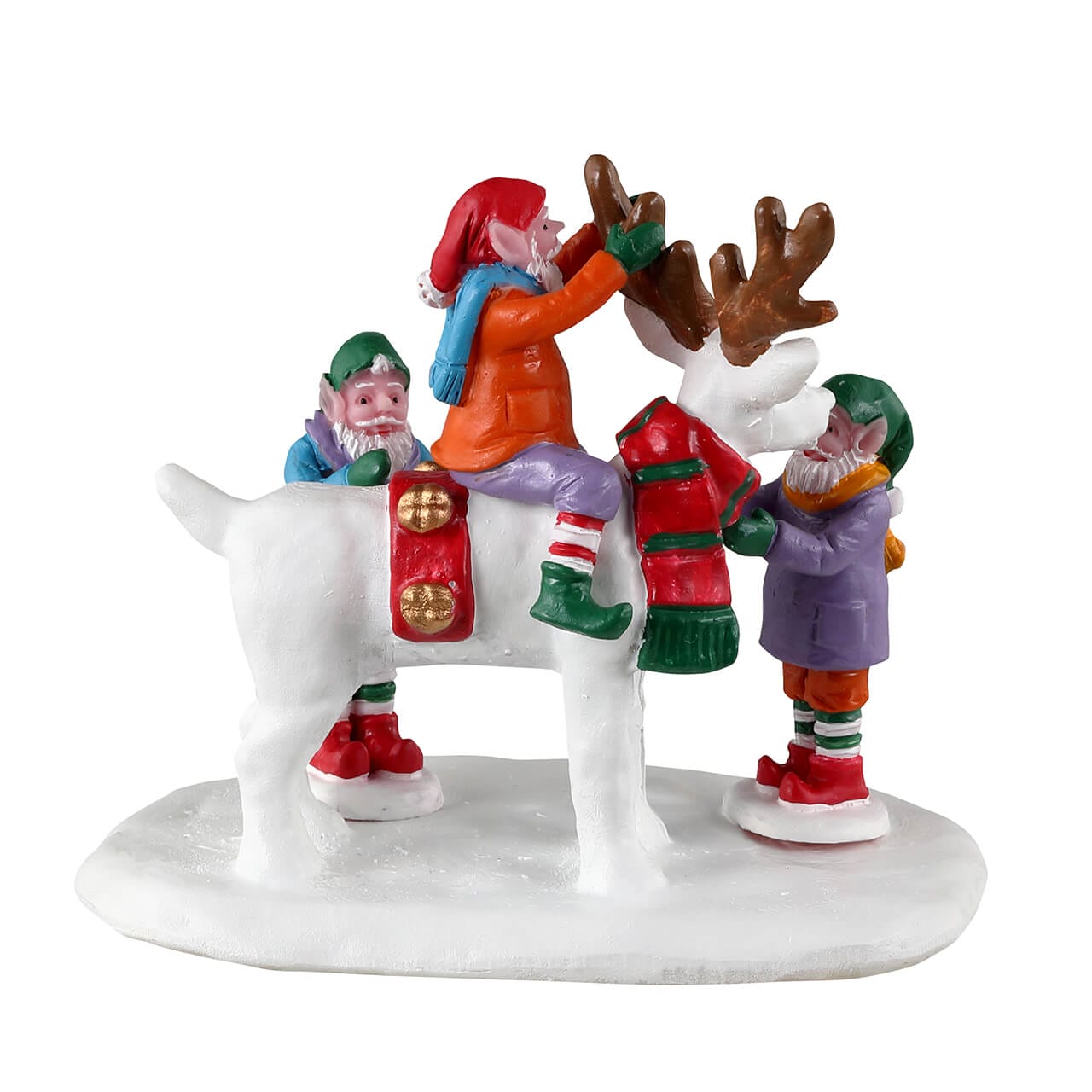 lemax-reindeer-snowman-weihnachtsmann-wichtel-sammelfigur-3-elfen-bauen-schneema image 4