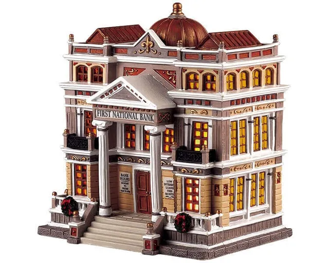lemax-first-national-bank-beleuchtetes-dorfgeb-ude image 1