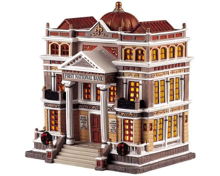 lemax-first-national-bank-beleuchtetes-dorfgeb-ude image 1