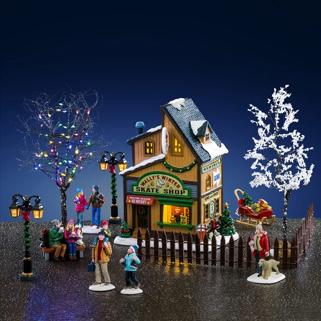 lemax-wally-s-winter-skate-shop-set-vail-village-haus-set image 1