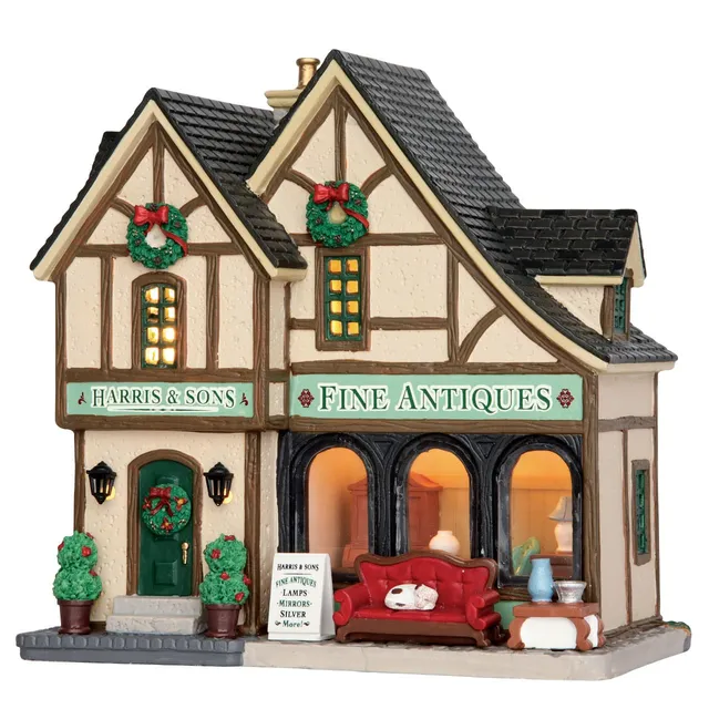 lemax-harris-sons-fine-antiques-beleuchtetes-dorfhaus-antiquit-tenladen image 1