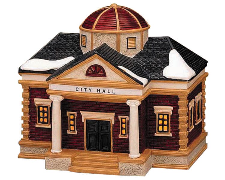 lemax-city-hall-gro-es-beleuchtetes-miniatur-rathaus-weihnachtsstadt image 1
