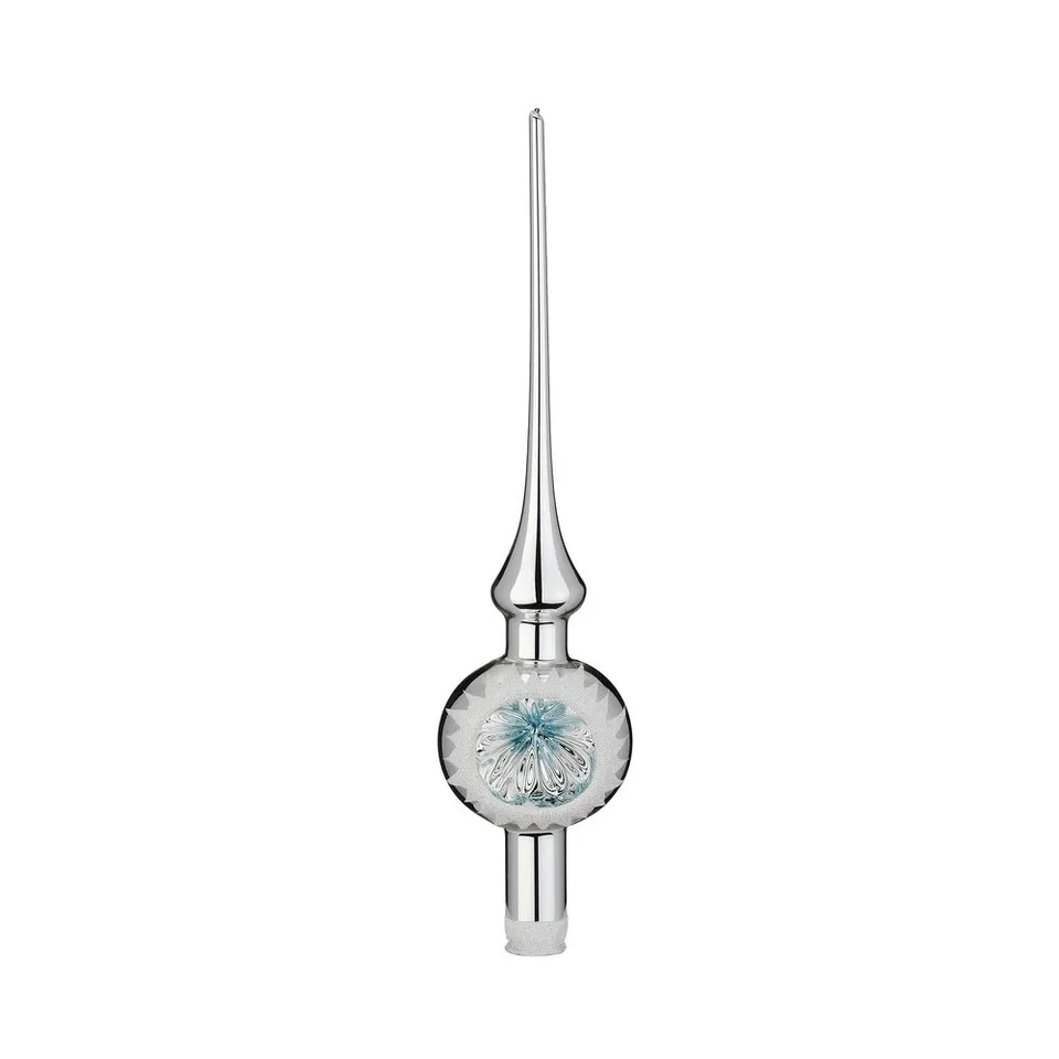 inge-glas-eisiger-glanz-christbaumspitze-30-cm-silber-glanz image 1