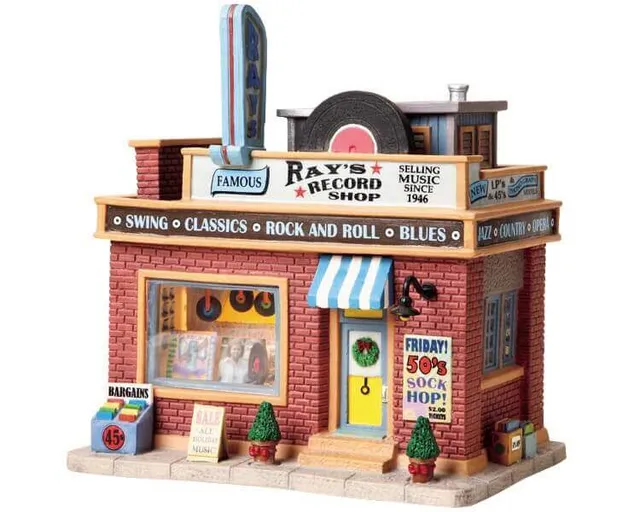 lemax-ray-s-record-shop-beleuchteter-miniatur-plattenladen image 1