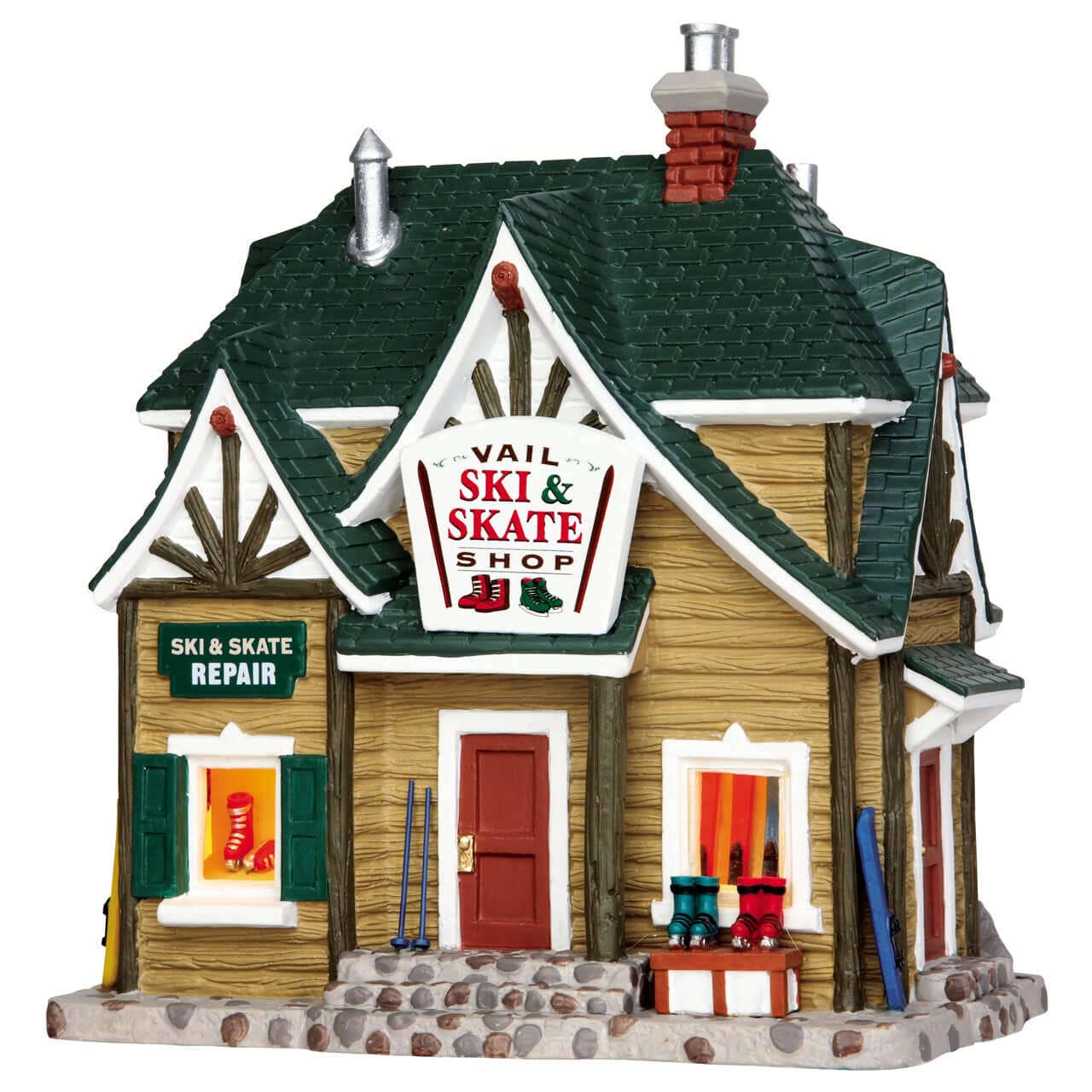 lemax-vail-ski-skate-shop-beleuchtetes-wintersport-miniaturhaus image 1