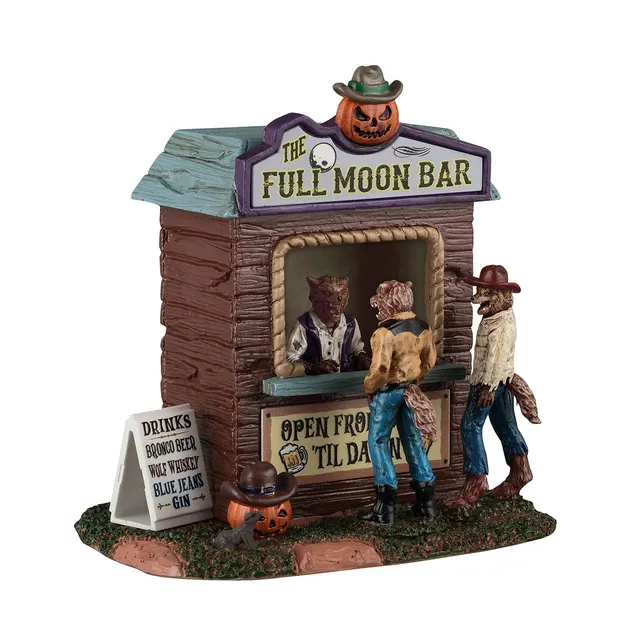 lemax-full-moon-bar-spooky-town-haus-beleuchtete-werwolf-bar image 1