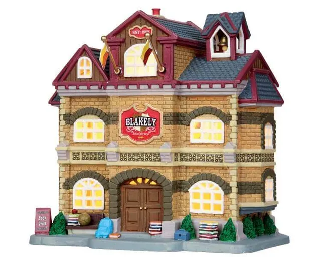lemax-blakely-school-beleuchtetes-miniatur-schulhaus-f-r-weihnachtsdorf image 1
