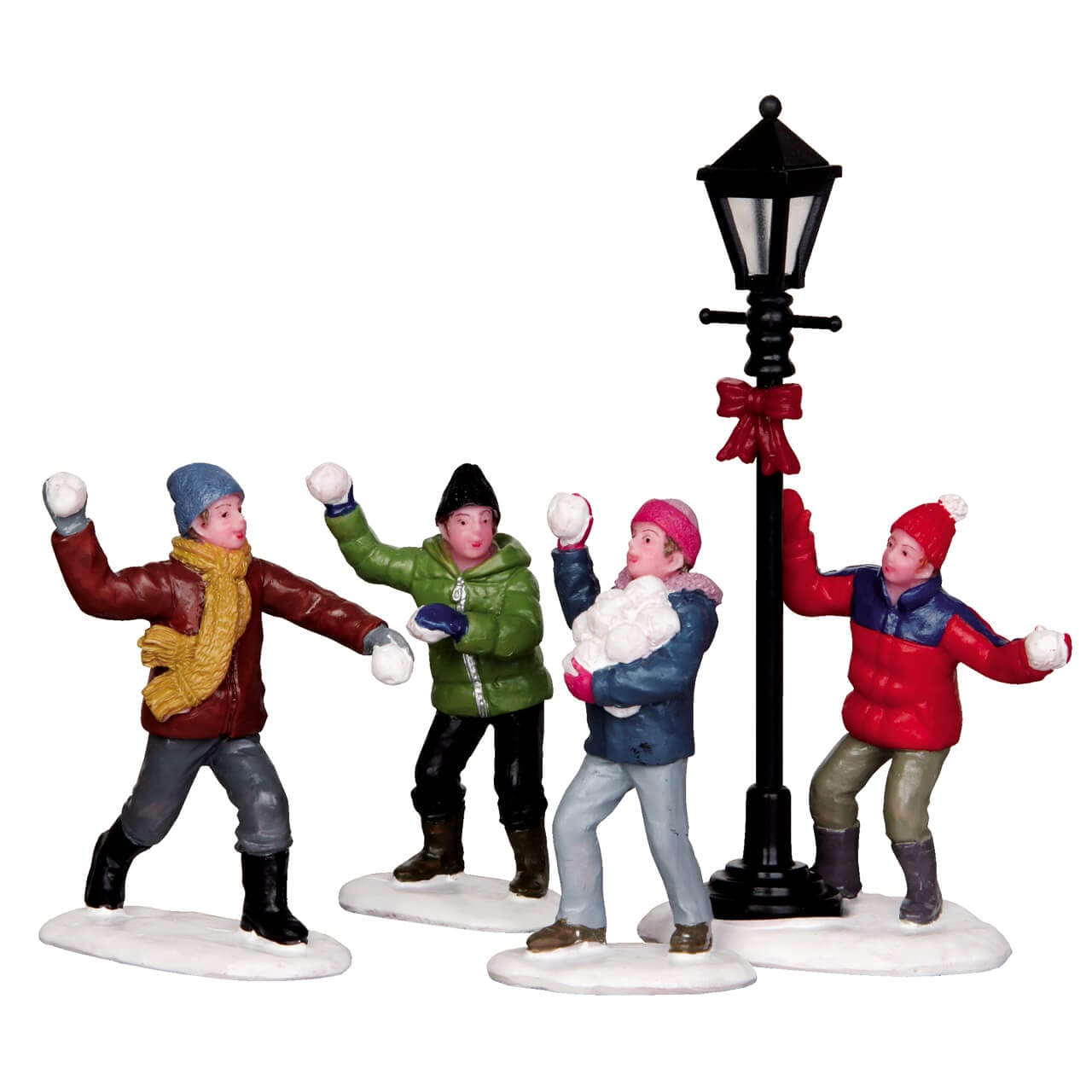lemax-snowball-fight-set-of-4-winter-figuren-set image 1