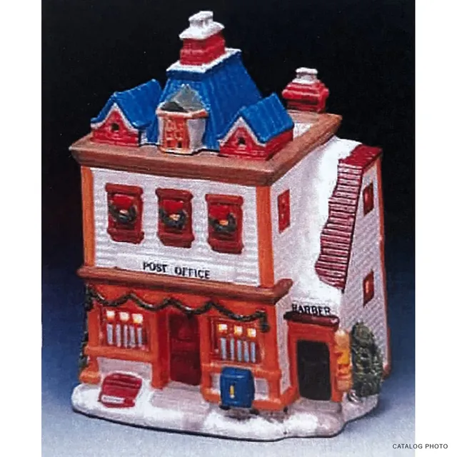 lemax-blue-top-post-office-barber-miniaturhaus-beleuchtet image 1