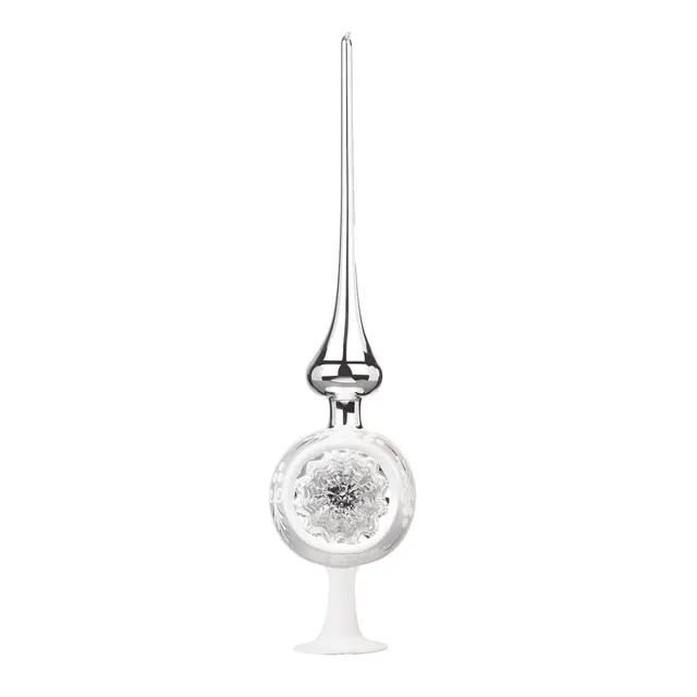 inge-glas-traditioneller-reflex-christbaumspitze-33-cm-silber-glanz image 1