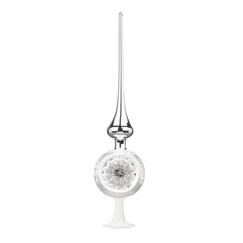 inge-glas-traditioneller-reflex-christbaumspitze-33-cm-silber-glanz image 1