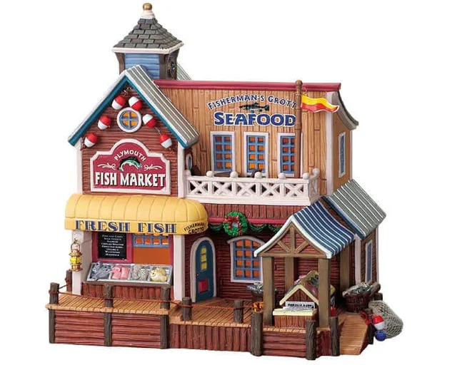 lemax-plymouth-fish-market-beleuchtetes-miniaturhaus-fischmarkt image 1