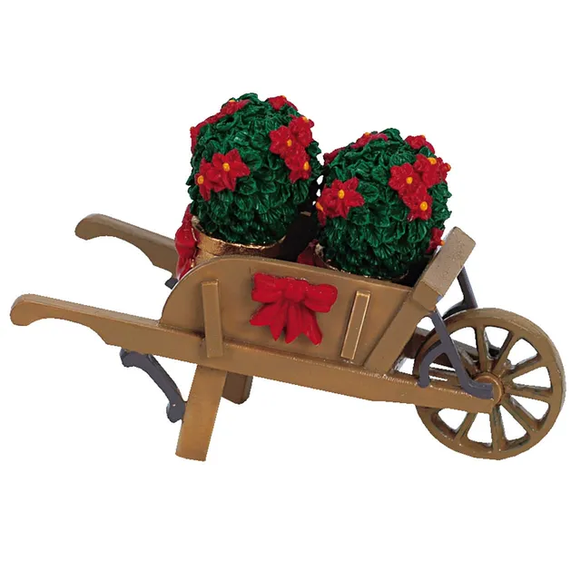 lemax-wheelbarrow-with-poinsettias-schubkarre-weihnachtsstern image 1
