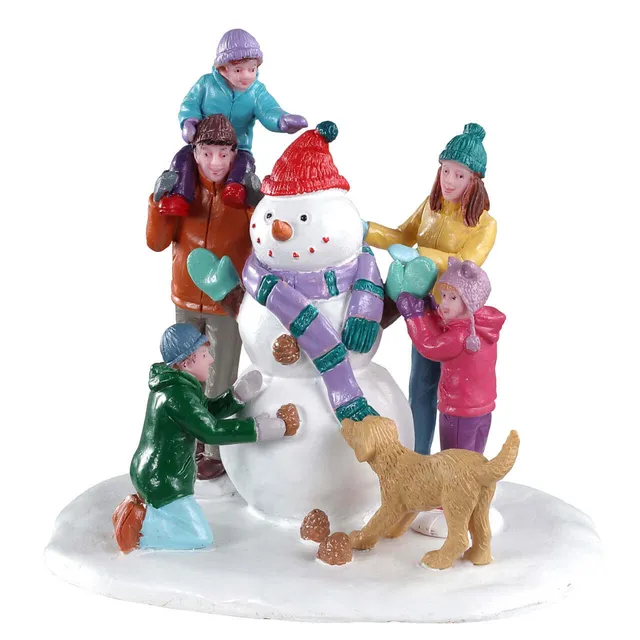 lemax-snowman-teamwork-winter-figurenszene-familie image 1