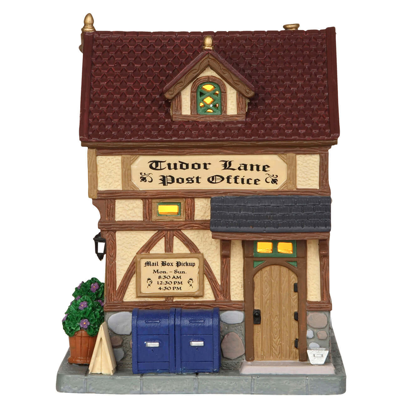 lemax-tudor-lane-post-office-beleuchtetes-postamt-miniaturhaus image 3