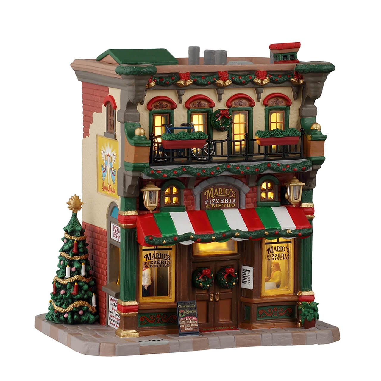 lemax-mario-s-pizzeria-bistro-beleuchtetes-miniaturhaus image 1