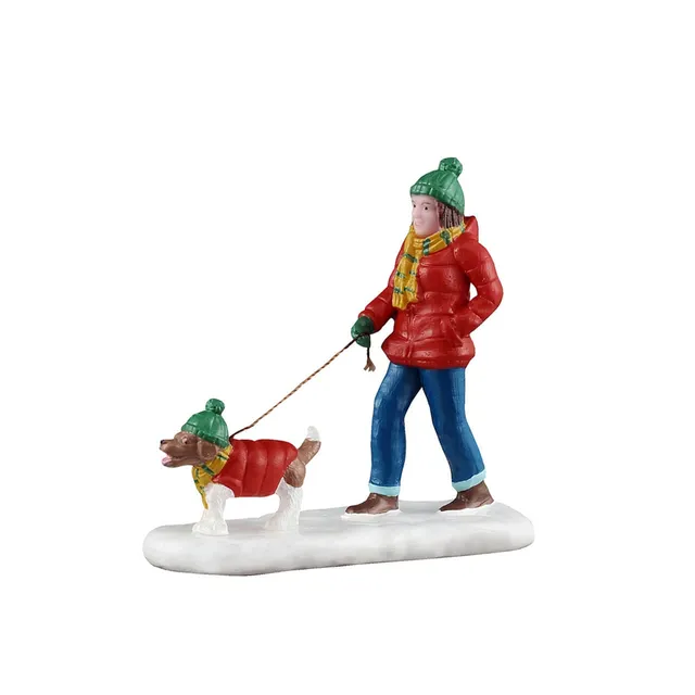lemax-a-snowy-walk-winter-figur-frau-mit-hund image 1