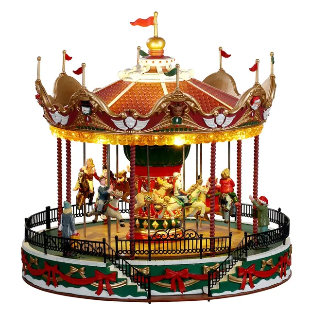 lemax-santa-carousel-drehendes-karussell-mit-musik-f-r-weihnachtsd-rfer-carnival image 1
