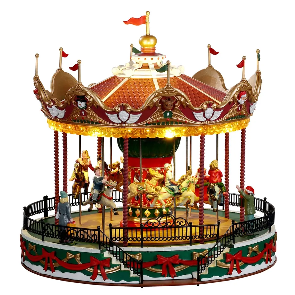 lemax-santa-carousel-drehendes-karussell-mit-musik-f-r-weihnachtsd-rfer-carnival image 1