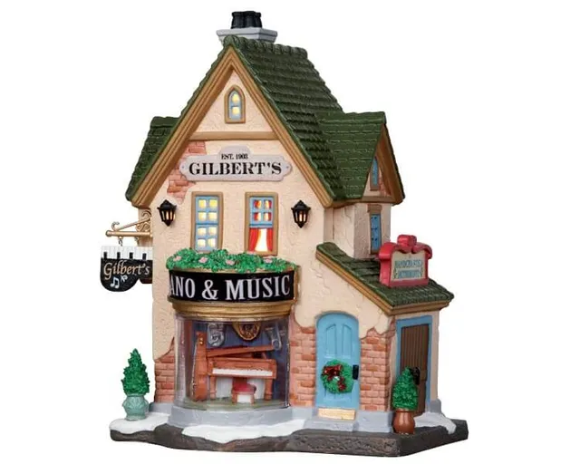 lemax-gilbert-s-piano-music-store-beleuchtetes-haus image 1
