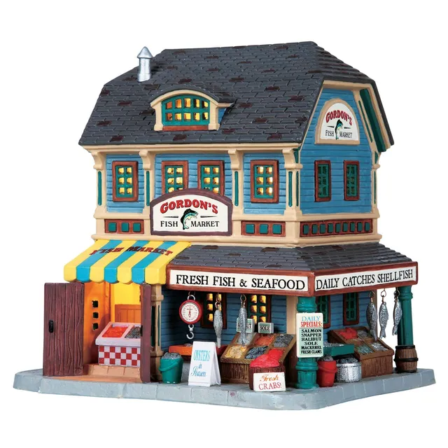lemax-holidays-seasons-gordon-s-fish-market-marktstand-modell-f-r-die-weihnachts image 1