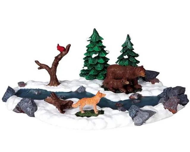 lemax-bears-by-river-b-ren-am-fluss-miniaturszene image 1