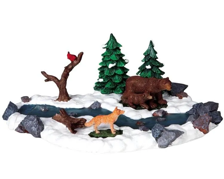lemax-bears-by-river-b-ren-am-fluss-miniaturszene image 1