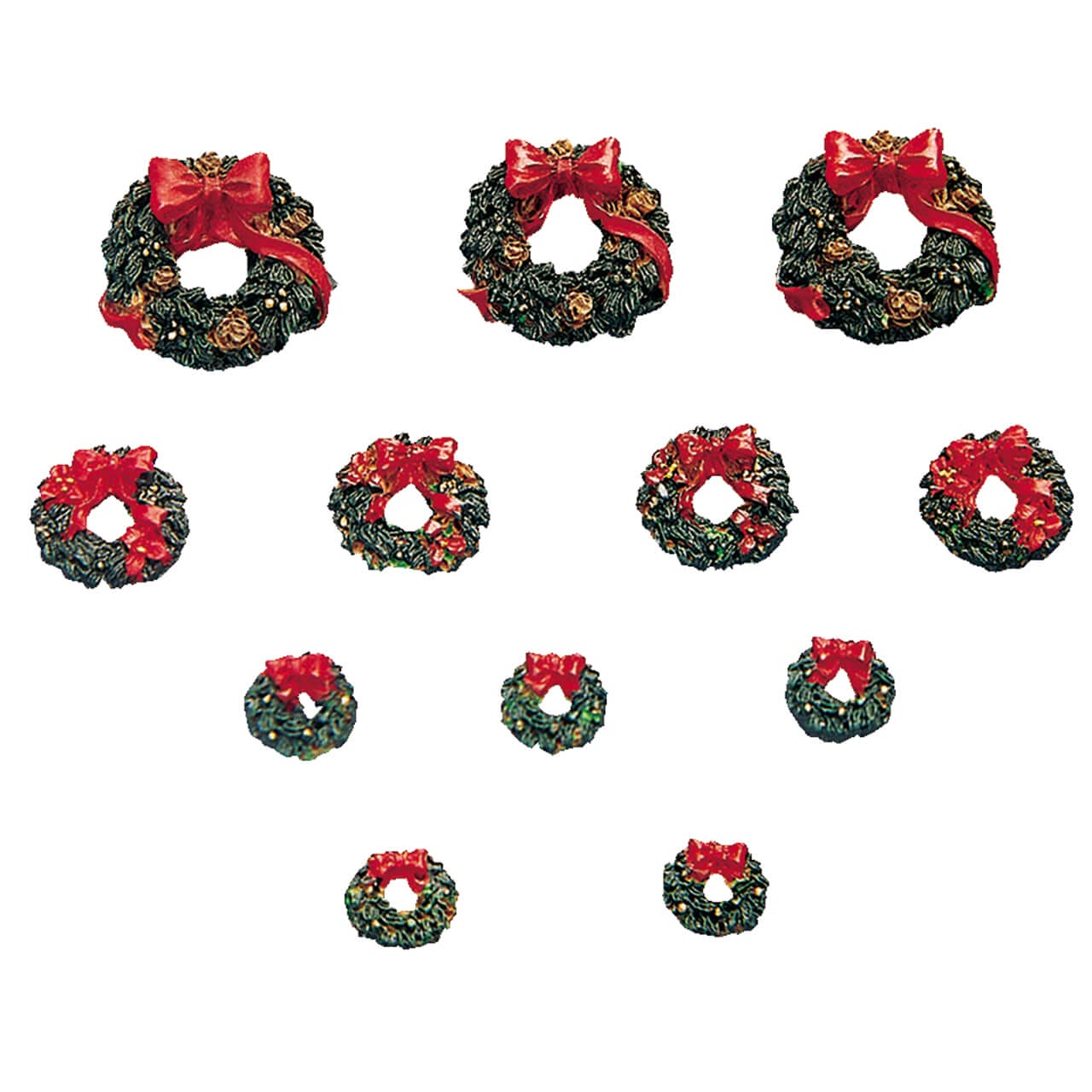 lemax-wreaths-with-red-bow-set-of-12-12-weihnachtskr-nze-mit-roter-schleife image 1