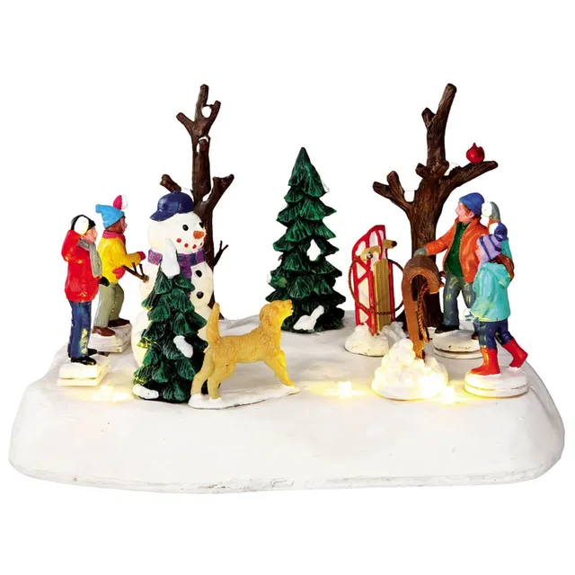 lemax-look-out-schneeballschlacht-miniaturszene image 1