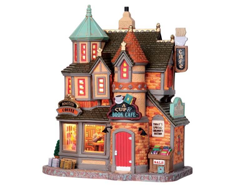 lemax-a-cup-book-cafe-beleuchtetes-miniaturhaus-weihnachtsdorf image 1